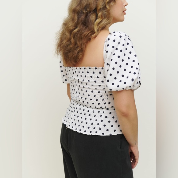 NWT Reformation Arancini Linen Top Malta polka dot 2 - Picture 5 of 6